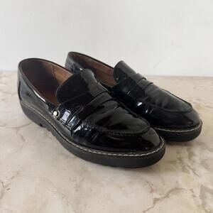 Franco Sarto Women's Black Lug sole Penny Loafers Size 6.5M